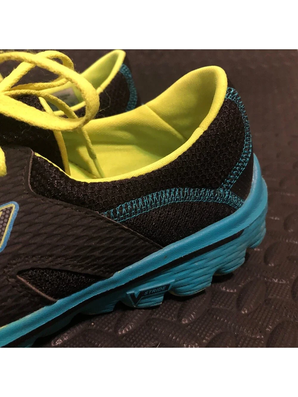 Skechers Womens Go Walk Black Blue Neon Yellow Lightweight Athletic Sneakers 9